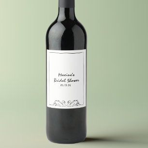 Simple Timeless Handwritten Swan Bridal Shower Wine Label
