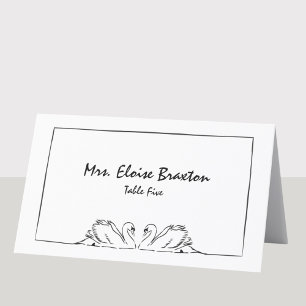 Simple Timeless Handwritten Swan Illustration  Place Card