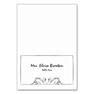 Simple Timeless Handwritten Swan Illustration Table Number