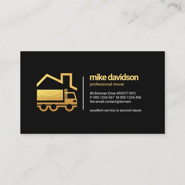 Simple Timeless Retro Gold Truck Home Moving Business Card (Front)