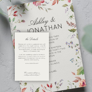 Simple, Timeless Wildflower Alabaster Wedding Enclosure Card