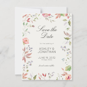 Simple, Timeless Wildflower Alabaster Wedding Magnetic Invitation