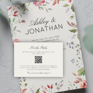Simple, Timeless Wildflower Alabaster Wedding RSVP Card