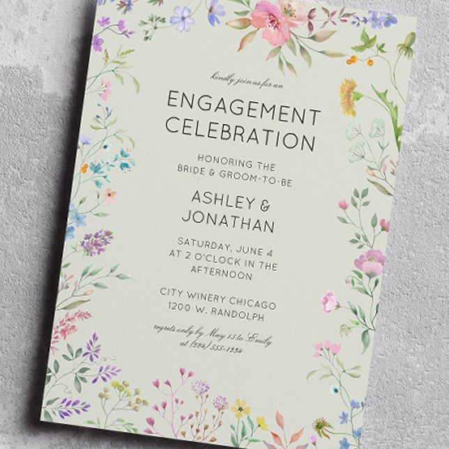 Simple, Timeless Wildflower Engagement Party Invitation (Creator Uploaded)