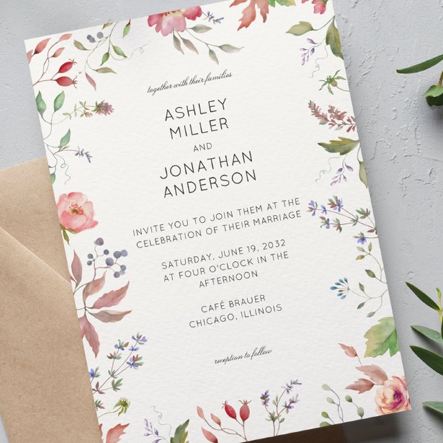 Simple, Timeless Wildflower Ivory White Wedding Invitation (Creator Uploaded)
