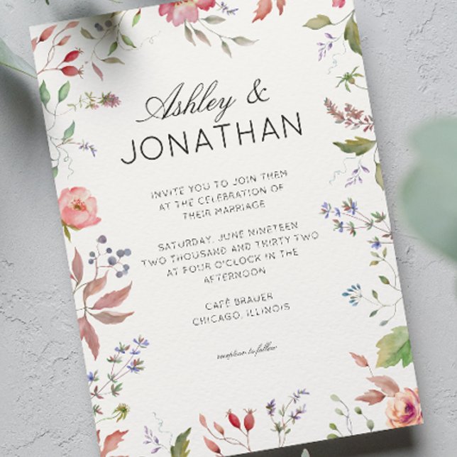 Simple, Timeless Wildflower Ivory White Wedding Invitation (Creator Uploaded)
