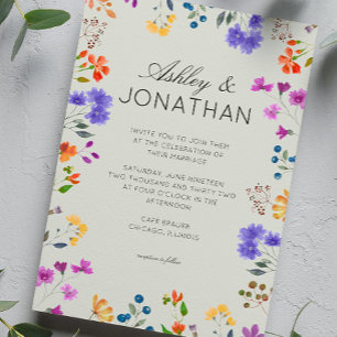 Simple, Timeless Wildflower Sage Green Wedding Invitation