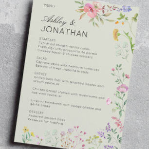 Simple, Timeless Wildflower Sage Green Wedding Menu