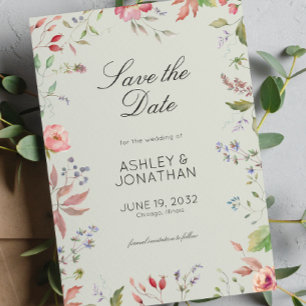 Simple, Timeless Wildflower Sage Green Wedding Save The Date