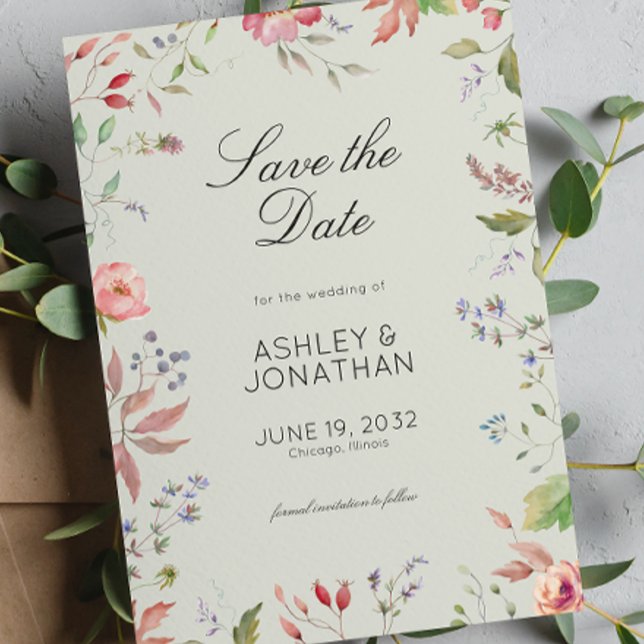 Simple, Timeless Wildflower Sage Green Wedding Save The Date (Creator Uploaded)