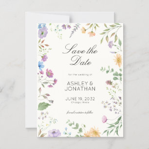 Simple, Timeless Wildflower Soft White Wedding Magnetic Invitation