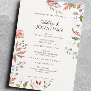 Simple, Timeless Wildflower Soft White Wedding Programme
