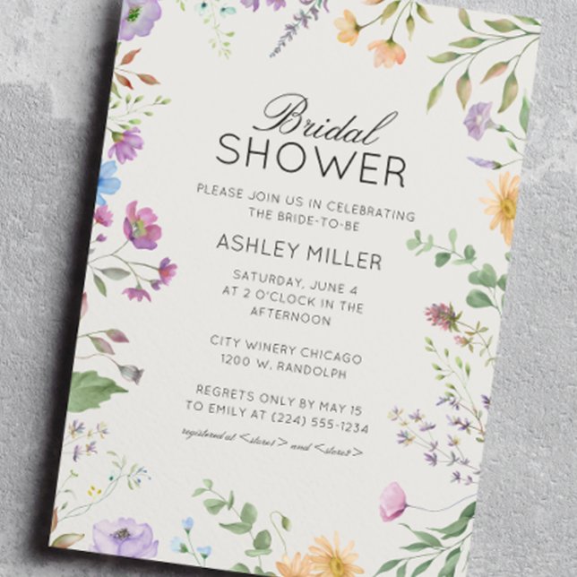 Simple, Timeless Wildflower Wedding Bridal Shower Invitation (Creator Uploaded)