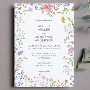 Simple, Timeless Wildflower Wedding Invitation