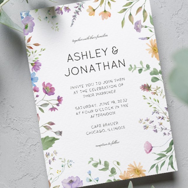 Simple, Timeless Wildflower Wedding Invitation (Creator Uploaded)
