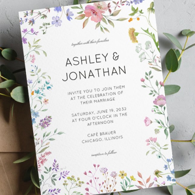 Simple, Timeless Wildflower Wedding Invitation (Creator Uploaded)