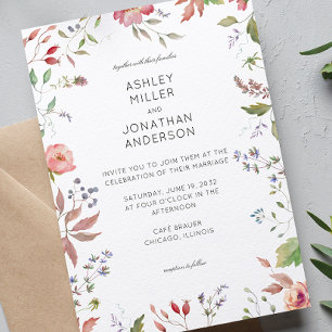 Simple, Timeless Wildflower Wedding Invitation