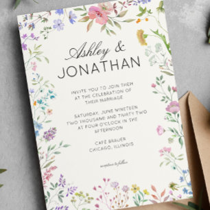 Simple, Timeless Wildflower Wedding Invitation