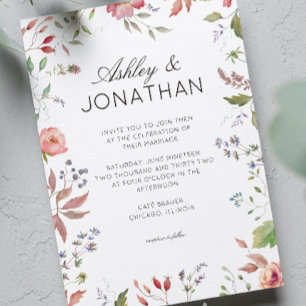 Simple, Timeless Wildflower Wedding Invitation
