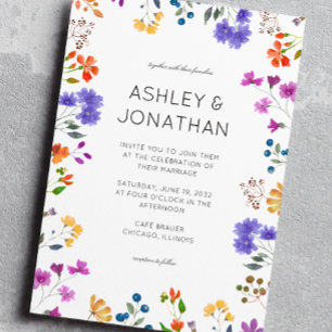 Simple, Timeless Wildflower Wedding Invitation