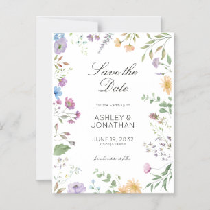 Simple, Timeless Wildflower Wedding Magnetic Invitation