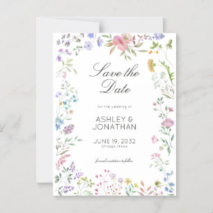 Simple, Timeless Wildflower Wedding Magnetic Invitation