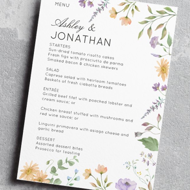 Simple, Timeless Wildflower Wedding Menu (Creator Uploaded)