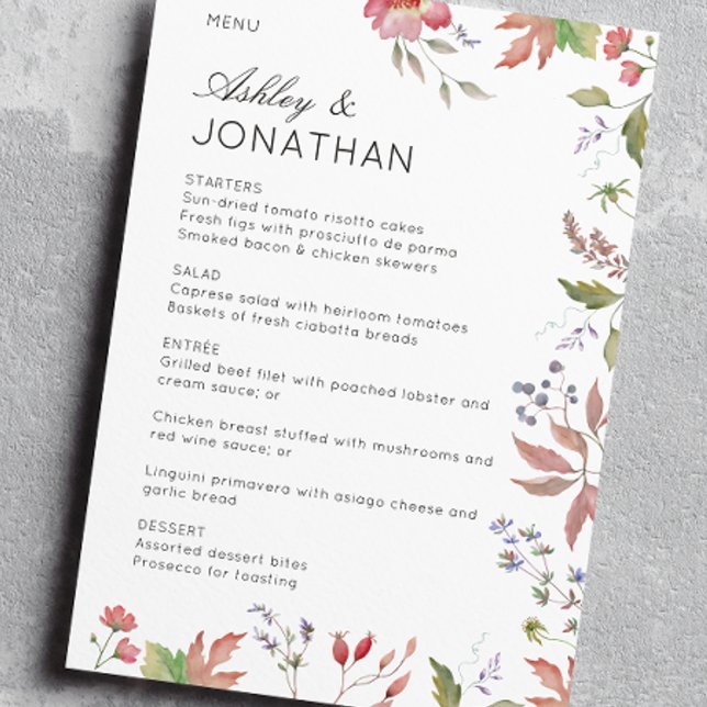 Simple, Timeless Wildflower Wedding Menu (Creator Uploaded)