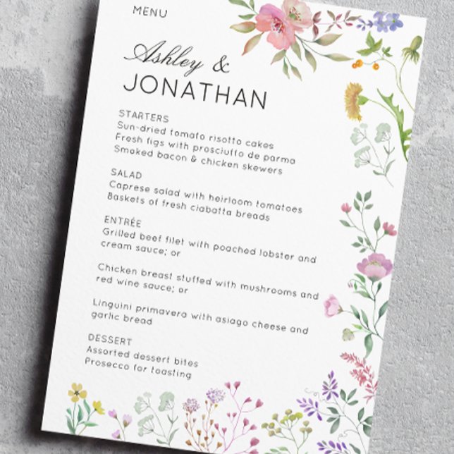 Simple, Timeless Wildflower Wedding Menu (Creator Uploaded)