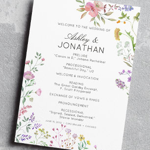 Simple, Timeless Wildflower Wedding Programme