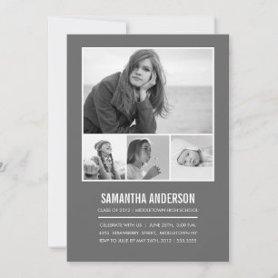 Simple Timeline Graduation Invitation - Grey