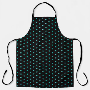 Simple Tiny Heart Pattern - Black and Teal Girly Apron