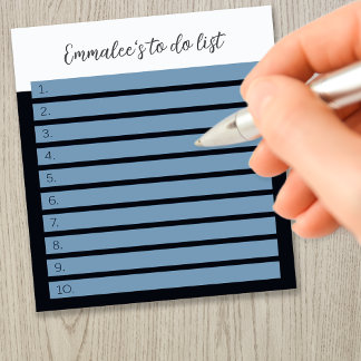 Simple To Do Custom Lined Numbered White Blue Mix Notepad