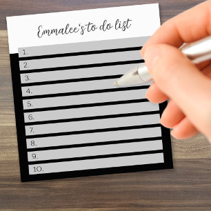 Simple To Do Custom Lined Numbered White Grey Mix Notepad