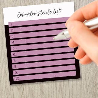 Simple To Do Custom Lined Numbered White Pink Mix Notepad