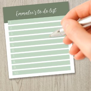 Simple To Do Customisable Lined Numbered Green Notepad