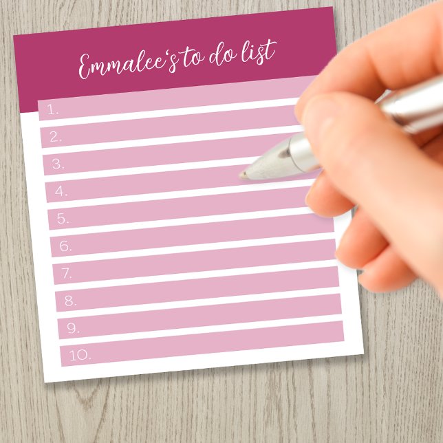 Simple To Do Customisable Lined Numbered Pink Notepad (Creator Uploaded)