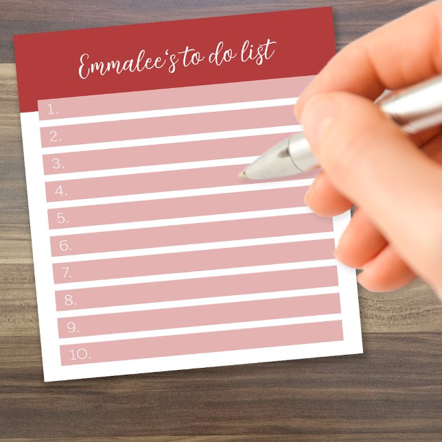 Simple To Do Customisable Lined Numbered Red Notepad (Creator Uploaded)