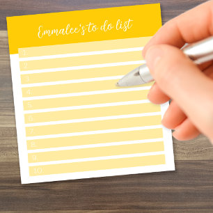 Simple To Do Customisable Lined Numbered Yellow Notepad