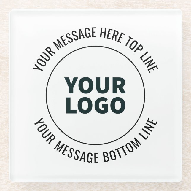 Simple to Replace with Your Logo or Image  Glass Coaster (Front)