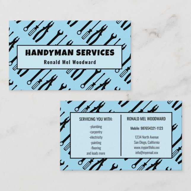 Simple Tool Handyman Services Business Card (Front/Back)