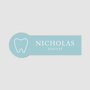Simple Tooth Blue Dentist Dental Clinic Name Tag