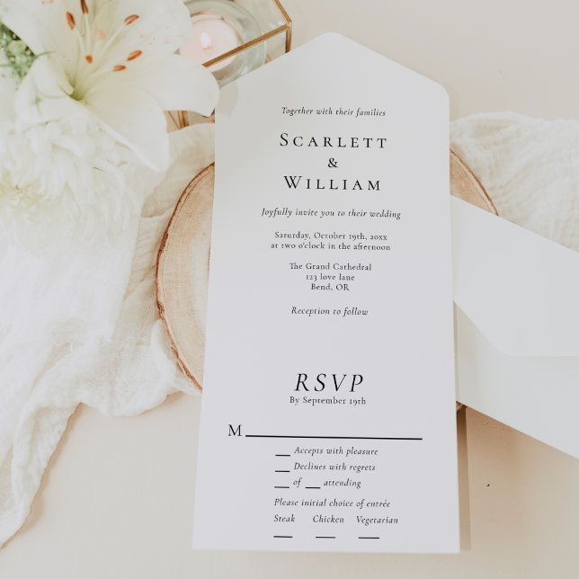 Simple Traditional Entree Choice RSVP Wedding All In One Invitation (Creator Uploaded)