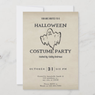Simple Traditional Ghost Vintage Halloween Invitation