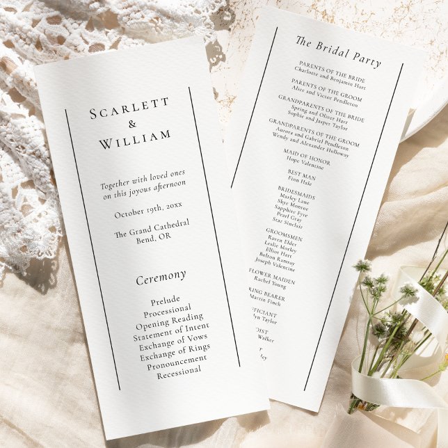 Simple Traditional Minimal Wedding Flat Program Programme (Creator Uploaded)
