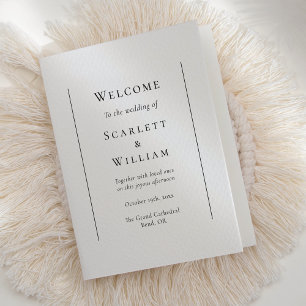 Simple Traditional Minimal Wedding Folded Program Programme