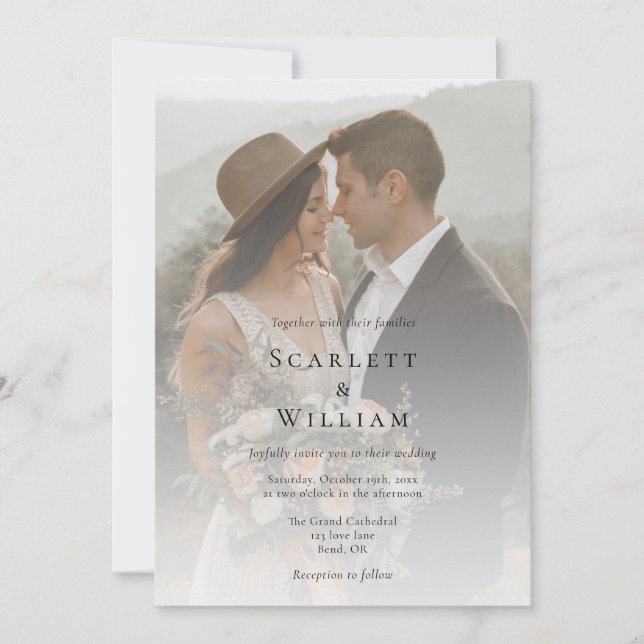 Simple Traditional Minimalist Photo Wedding Invitation (Front)