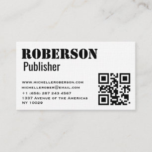 Simple traditional white card with qr code