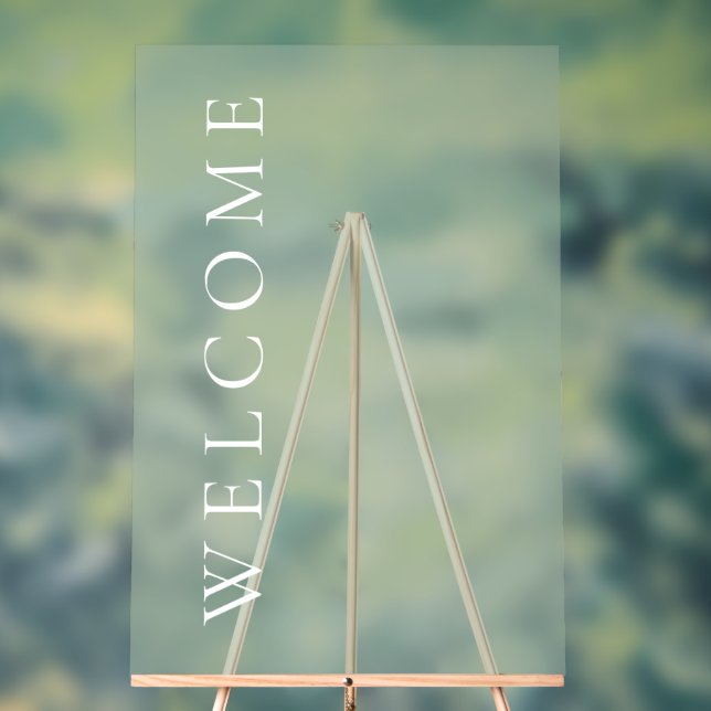 Simple Transparent Dusty Green Welcome Wedding Acrylic Sign (Neutral)