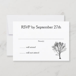 Simple Tree Invitation RSVP White Cards